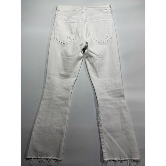 Mother Women's Distressed Insider Crop Step Fray White Denim Jeans - 26 (27x26) - Picture 2 of 9